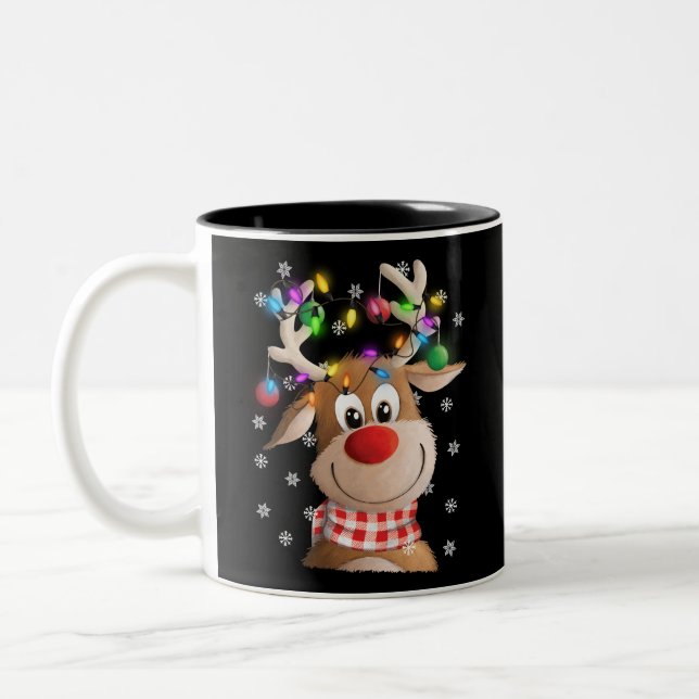 Caneca De Café Em Dois Tons Natal Exmas Reindeer Famílias de luzes de Natal (Esquerda)