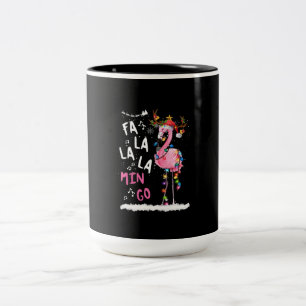 Caneca De Café Em Dois Tons Natal - Fa-La-La-Mingo Flamingo Com Natal