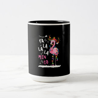 Caneca De Café Em Dois Tons Natal - Fa-La-La-Mingo Flamingo Com Natal
