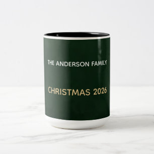 Caneca De Café Em Dois Tons Natal Familiar Personalizado 2026 Tartã Aconchegan