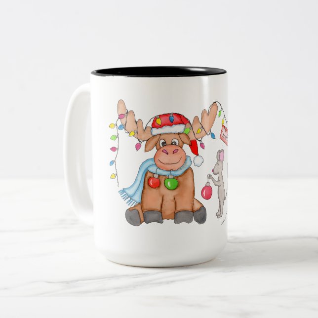 Caneca De Café Em Dois Tons Natal - Feliz Natal-Alce! (Frente Esquerda)