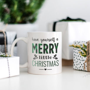 Caneca De Café Em Dois Tons Natal Feliz Xadrez Verde
