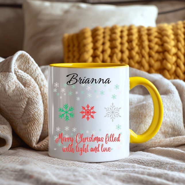 Caneca De Café Em Dois Tons Natal Floco de Neve Personalizado (Criador carregado)