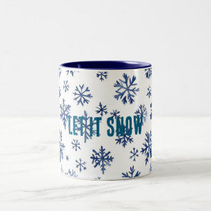 Caneca De Café Em Dois Tons Natal Flocos de Neve Brancos Azuis