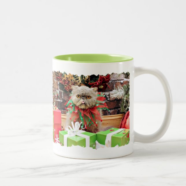 Caneca De Café Em Dois Tons Natal - gato persa - Morrison (Direita)