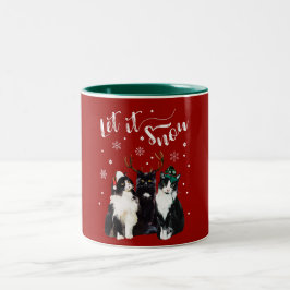 Caneca De Café Em Dois Tons Natal, inverno. Deixais lhe para nevar. Gatos,