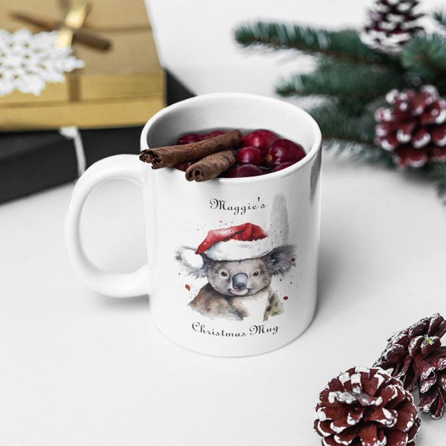 Caneca De Café Em Dois Tons Natal Koala, personalizável (Criador carregado)