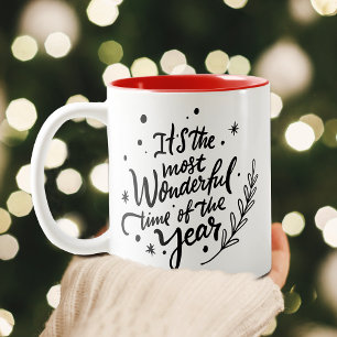 Caneca De Café Em Dois Tons Natal Mais Maravilhoso Feriado Preto de Natal
