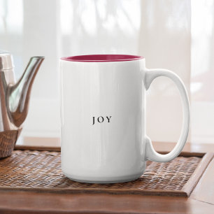 Caneca De Café Em Dois Tons Natal mínimo moderno da tipografia da alegria