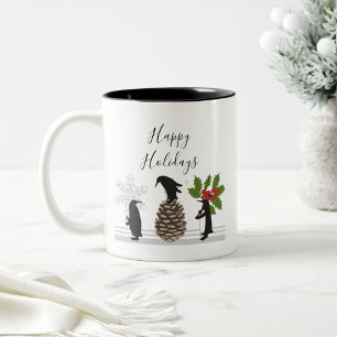 Caneca De Café Em Dois Tons Natal Personalizado de Pinguim Engraçado Fofo