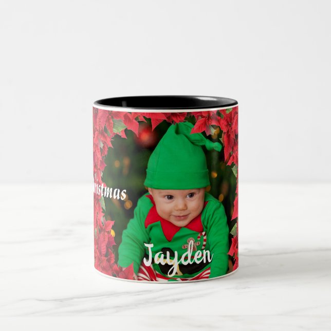 Caneca De Café Em Dois Tons Natal Personalizado para Bebê/ Criança (Centro)