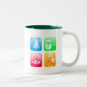 Caneca De Café Em Dois Tons Natal retro