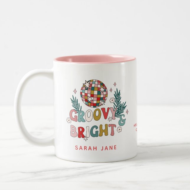 Caneca De Café Em Dois Tons Natal Retrô (Esquerda)