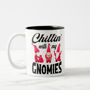 Caneca De Café Em Dois Tons Natal Santa Hat Gnomo Chillin Com Meus Gnomos