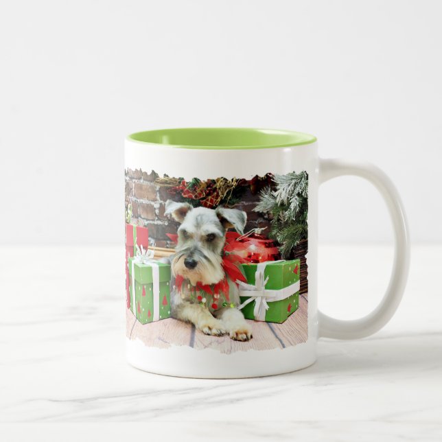 Caneca De Café Em Dois Tons Natal - Schnauzer - Heinz (Direita)