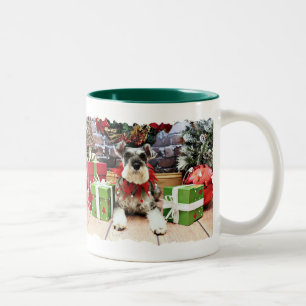 Caneca De Café Em Dois Tons Natal - Schnauzer - petúnia