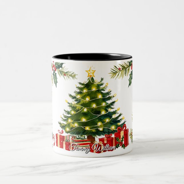 Caneca De Café Em Dois Tons Natal Tradicional Bonito (Centro)