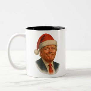 Caneca De Café Em Dois Tons Natal Trump Rosto Papai Noel Piada Xmas Meme
