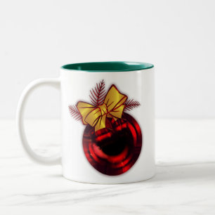 Caneca De Café Em Dois Tons Natal Vermelho Decoração da Árvore