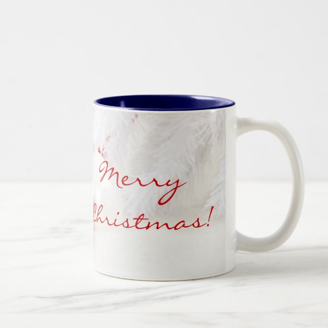 Caneca De Café Em Dois Tons Natal Vermelho e Branco Feliz Natal (Direita)