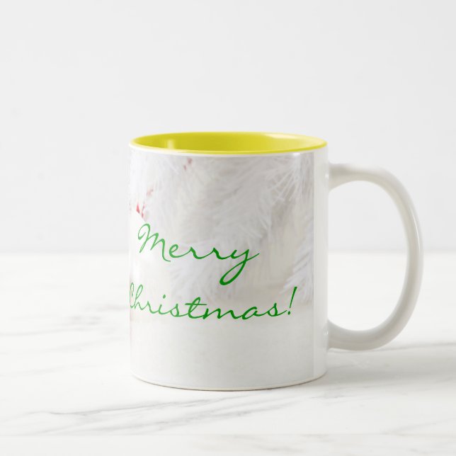 Caneca De Café Em Dois Tons Natal Vermelho e Branco Feliz Natal I (Direita)