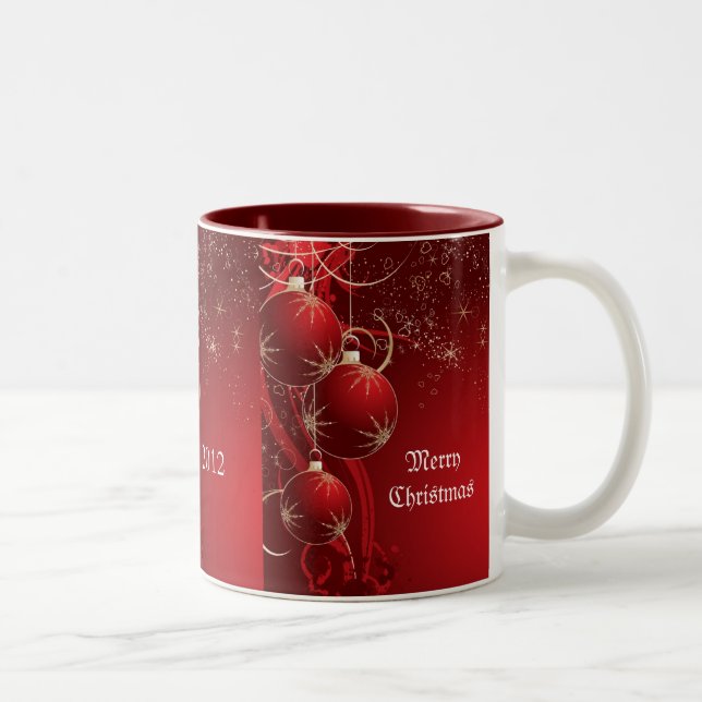 Caneca De Café Em Dois Tons Natal vermelho elegante (Direita)