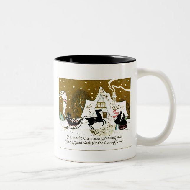 Caneca De Café Em Dois Tons Natal Vitoriano do País (Direita)