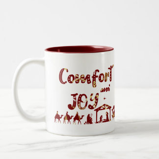 Caneca De Café Em Dois Tons Natividade cristã do Natal do conforto e da
