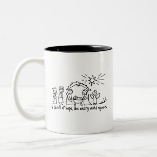 Caneca De Café Em Dois Tons Natividade Natal Família Cristã Correspondente