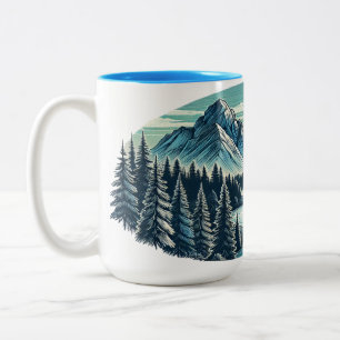 Caneca De Café Em Dois Tons Natureza Cênica da Montanha Azul
