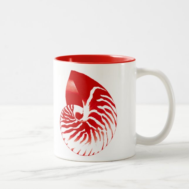 Caneca De Café Em Dois Tons Nautilus shell - vermelho escuro e branco (Direita)