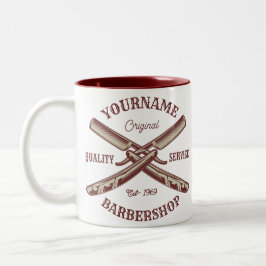 Caneca De Café Em Dois Tons Navalha de barbear personalizada com NOME Barbersh