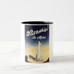 Caneca De Café Em Dois Tons Nave espacial para Marte viagem espacial estilo re