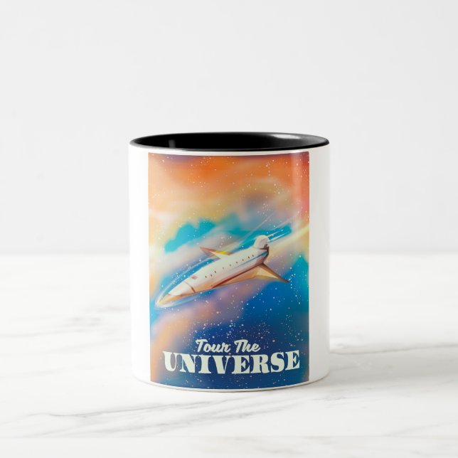Caneca De Café Em Dois Tons Nave espacial Tour o Universo (Centro)