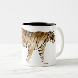Caneca De Café Em Dois Tons Navegação por Tigre de Aquarela