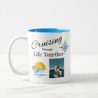 Caneca De Café Em Dois Tons Navegando Pela Vida Juntos Casal Personalizado