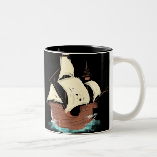 Caneca De Café Em Dois Tons navio (Direita)