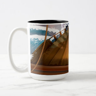Caneca De Café Em Dois Tons Navio da Tempestade do Oceano Atlântico