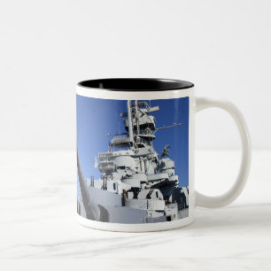 Caneca De Café Em Dois Tons Navio de guerra USS Alabama no Memorial Battleship