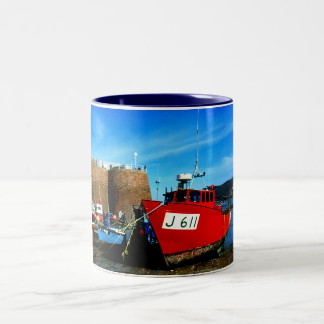 Caneca De Café Em Dois Tons Navio de pesca vermelho Bonne Nuit (Centro)