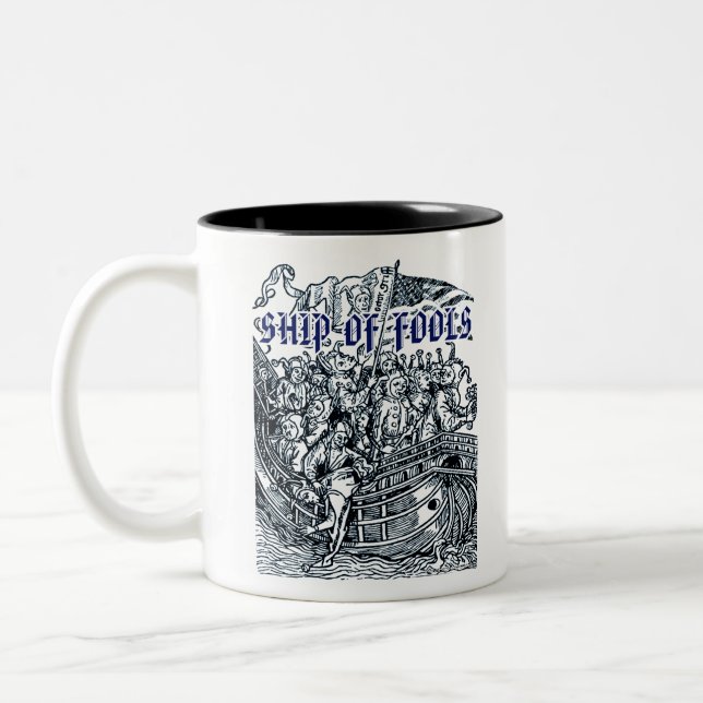 Caneca De Café Em Dois Tons Navio De Tolos (Esquerda)