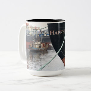 Caneca De Café Em Dois Tons Navios