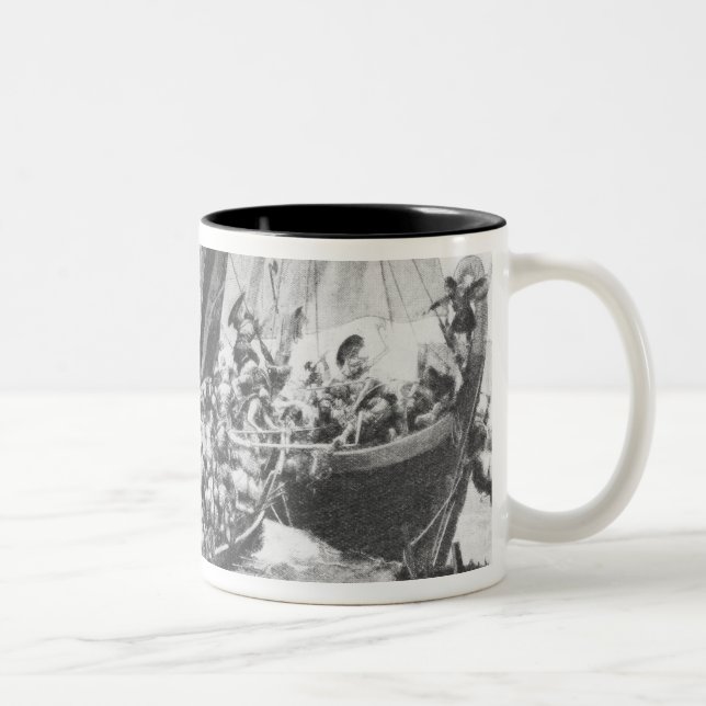 Caneca De Café Em Dois Tons Navios de Viking (Direita)