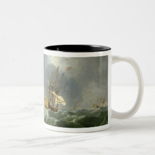 Caneca De Café Em Dois Tons Navios do inglês que funcionam antes de um