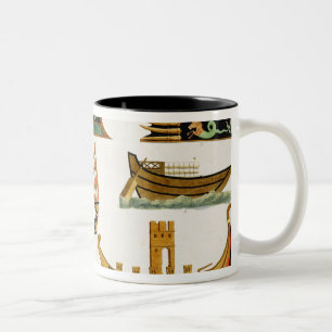 Caneca De Café Em Dois Tons Navios romanos com detalhes de governantes sem