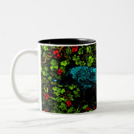 Caneca De Café Em Dois Tons Neerlandês Art Nouveau Peacock e Butterfly