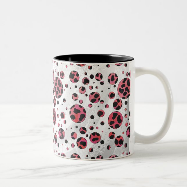 Caneca De Café Em Dois Tons Negro e Vermelho Dalmáticos com Bolinhas (Direita)