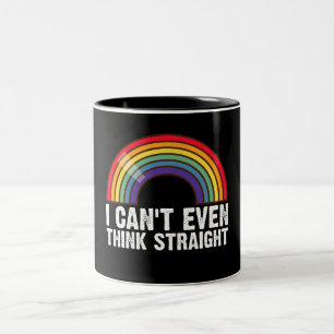 Caneca De Café Em Dois Tons Nem consigo pensar no Hetero do Orgulho LGBTQ mês