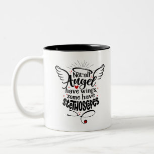 Caneca De Café Em Dois Tons Nem todo Angel tem asas, alguns têm estetoscópios