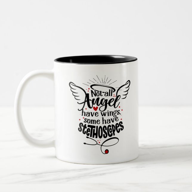 Caneca De Café Em Dois Tons Nem todo Angel tem asas, alguns têm estetoscópios (Esquerda)